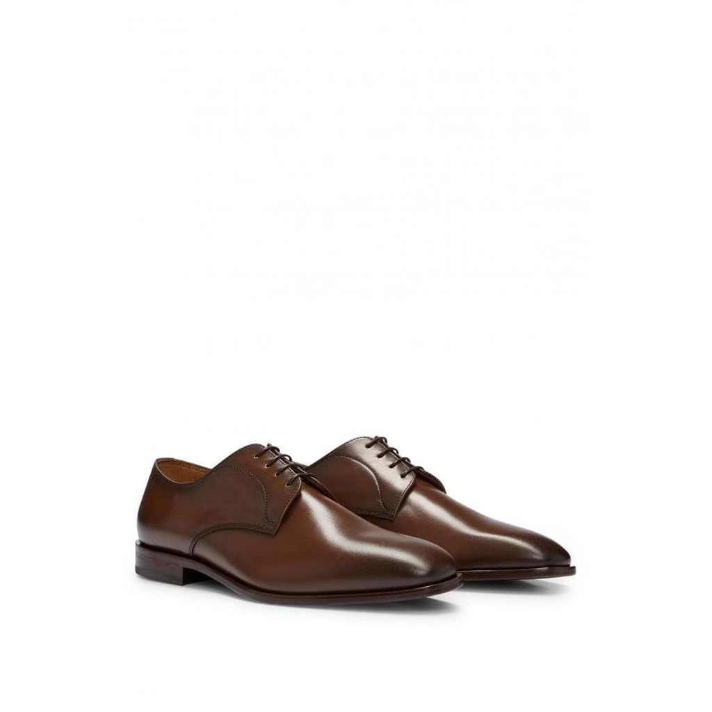 Hugo Boss Lisbon Mens Leather Derby Shoes With Lining NOS - Brown - Size UK 10